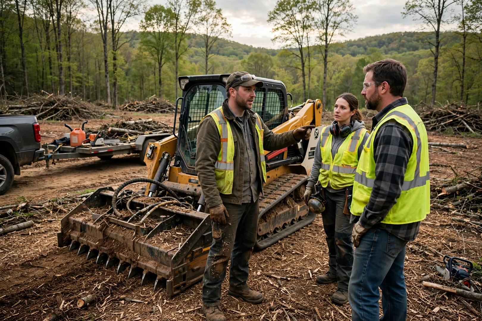 Land Clearing Company equipment ready for customer walkthrough