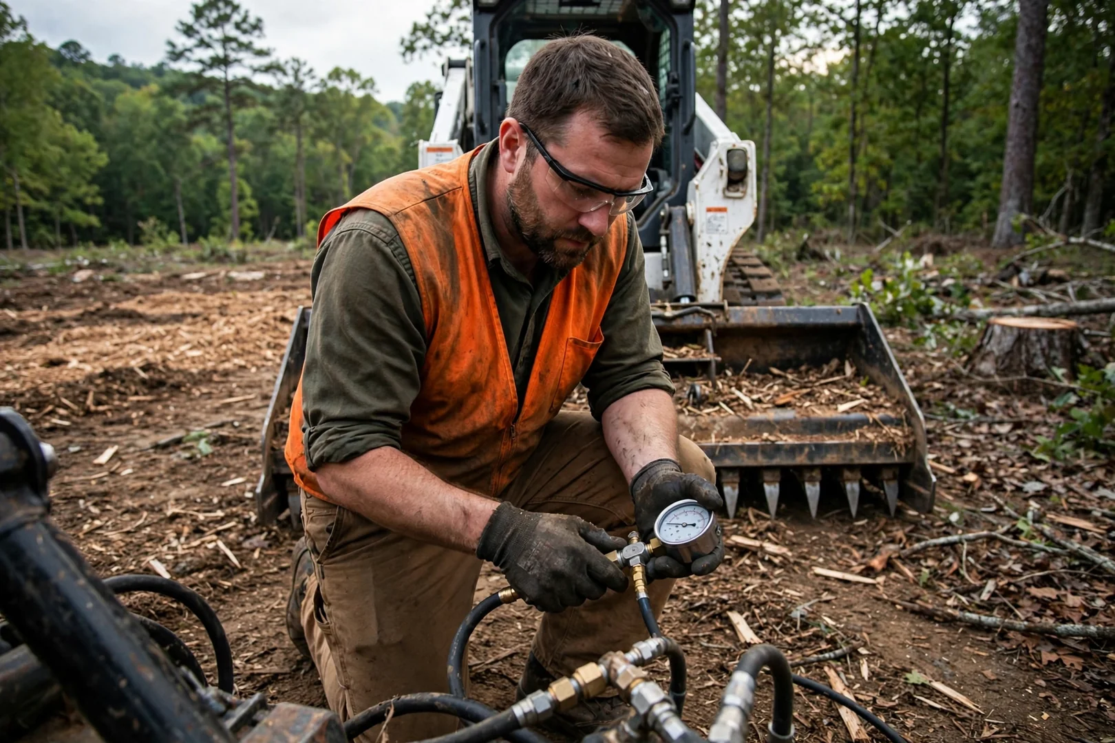 Fayetteville Land Clearing Pros technician testing system performance